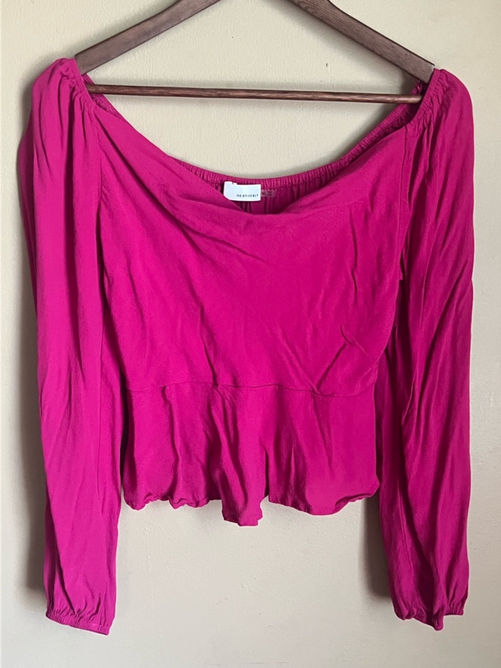 Fuchsia Long-Sleeve Peplum Tee